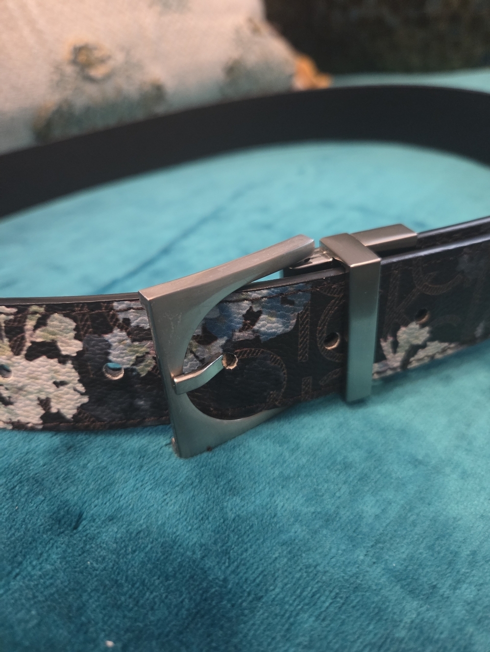 CK Monogram Floral Pattern Belt, Size Small
